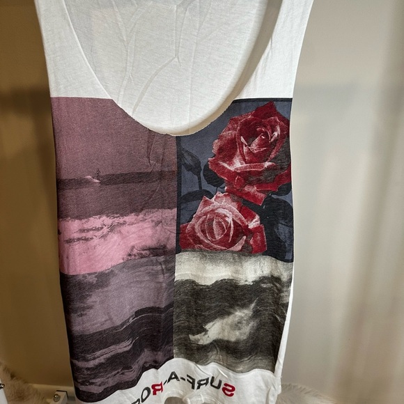 All Saints Tops - All saints Women's Tank Top with Rose Graphic - White and Red